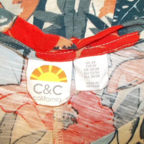 C&C California Womens Top Shirt Plus Size 3X V-Neck Floral Hi-Lo Multi Color - Picture 4 of 5